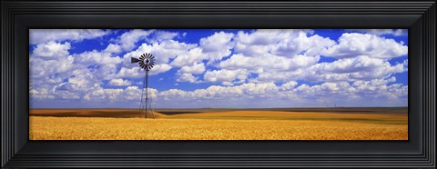 Framed Windmill Wheat Field, Othello, Washington State, USA Print