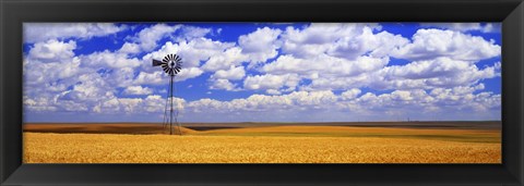 Framed Windmill Wheat Field, Othello, Washington State, USA Print