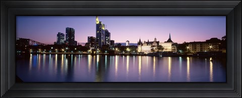 Framed Skyline In Evening, Main River, Frankfurt, Germany Print