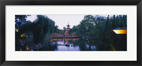 Framed Pagoda lit up at dusk, Tivoli Gardens, Copenhagen, Denmark Print