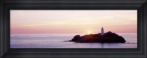 Framed Sunset, Godrevy Lighthouse, Cornwall, England, United Kingdom Print