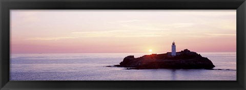 Framed Sunset, Godrevy Lighthouse, Cornwall, England, United Kingdom Print