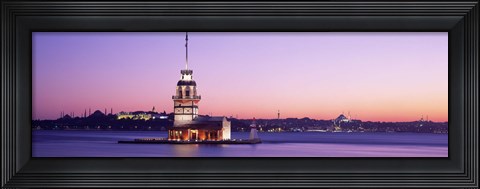 Framed Sunset Lighthouse Istanbul Turkey Print