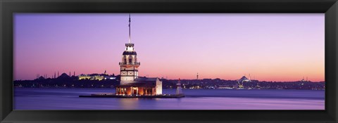 Framed Sunset Lighthouse Istanbul Turkey Print