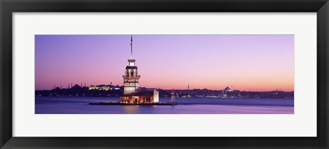 Framed Sunset Lighthouse Istanbul Turkey Print