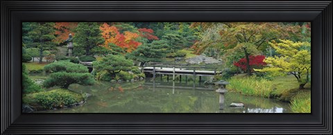 Framed Plank Bridge, The Japanese Garden, Seattle, Washington State, USA Print