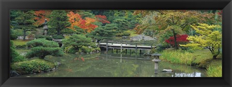 Framed Plank Bridge, The Japanese Garden, Seattle, Washington State, USA Print