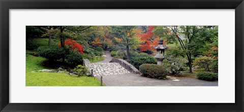 Framed Stone Bridge, The Japanese Garden, Seattle, Washington State Print