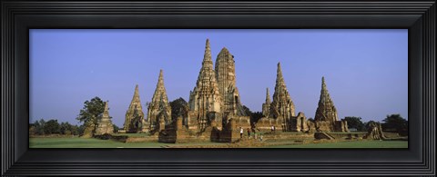 Framed Temples in a field, Wat Chaiwatthanaram, Ayutthaya Historical Park, Ayutthaya, Thailand Print