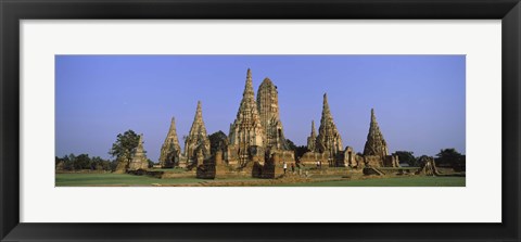 Framed Temples in a field, Wat Chaiwatthanaram, Ayutthaya Historical Park, Ayutthaya, Thailand Print