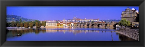 Framed Birght Purple Sky Over Charles Bridge, Prague, Czech Republic Print