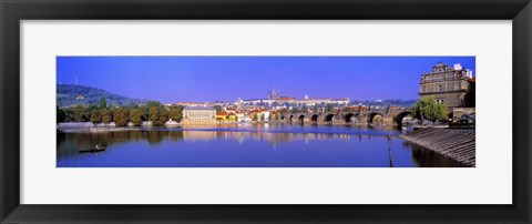 Framed Birght Purple Sky Over Charles Bridge, Prague, Czech Republic Print