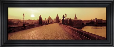 Framed Charles Bridge, Prague, Czech Republic, Sepia View Print