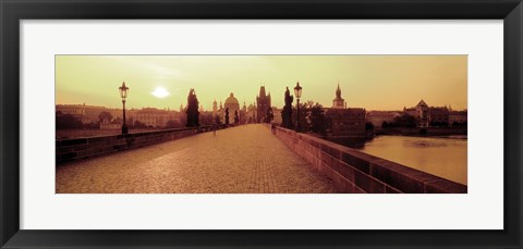 Framed Charles Bridge, Prague, Czech Republic, Sepia View Print