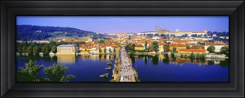 Framed Charles Bridge, Prague, Czech Republic, Blue Sky Print