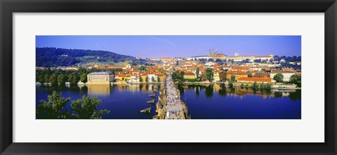 Framed Charles Bridge, Prague, Czech Republic, Blue Sky Print