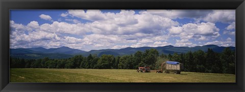 Framed Tractor on a field, Waterbury, Vermont, USA Print