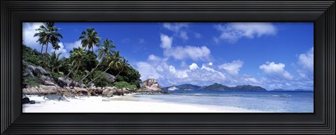 Framed Beach on La Digue Island Seychelles Print