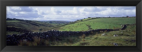 Framed Stone wall on a landscape, Republic of Ireland Print