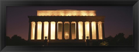 Framed Lincoln Memoria Lit Up at Night Print