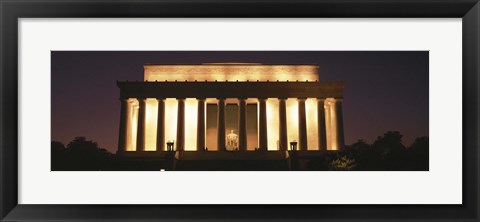 Framed Lincoln Memoria Lit Up at Night Print