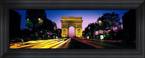 Framed France, Paris, Arc de Triomphe (night) Print
