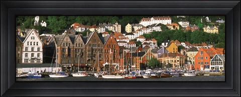 Framed Boats on the Water, Bergen, Norway Print