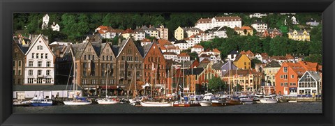 Framed Boats on the Water, Bergen, Norway Print