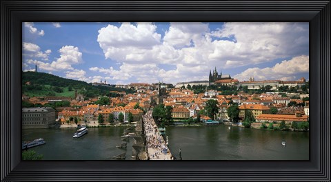 Framed Aerial view of Charles Bridge Prague Czech Republic Print