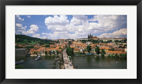 Framed Aerial view of Charles Bridge Prague Czech Republic Print