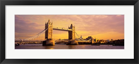 Framed Tower Bridge London England with Orange Sky Print