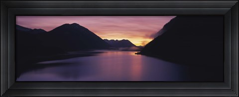 Framed Sunset over a lake, Sylvenstein Lake, Bavarian Alps, Germany Print