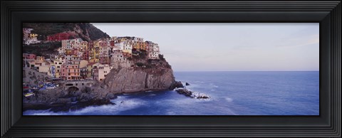 Framed Town on a hillside, Manarola, Riomaggiore, Cinque Terre, Liguria, Italy Print