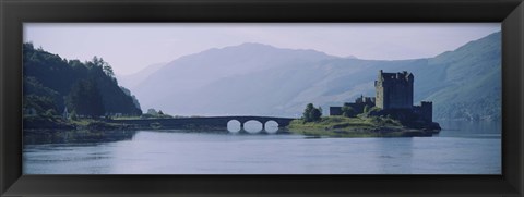 Framed Castle at the lakeside, Eilean Donan Castle, Loch Duich, Highlands Region, Scotland Print