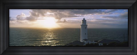 Framed Lighthouse in the sea, Trevose Head Lighthouse, Cornwall, England Print
