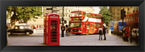 Framed Phone Box, Trafalgar Square Afternoon, London, England, United Kingdom Print