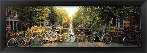 Framed Bicycles On Bridge Over Canal, Amsterdam, Netherlands Print