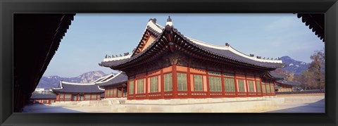 Framed Courtyard of a palace, Kyongbok Palace, Seoul, South Korea, Korea Print