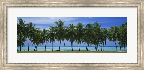 Framed Palms &amp; lagoon Aitutaki Cook Islands Print