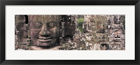 Framed Stone Faces Bayon Angkor Siem Reap Cambodia Print