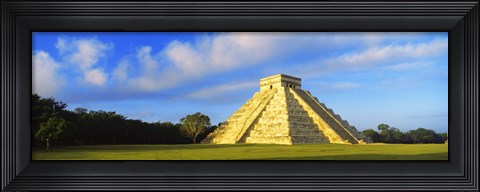 Framed Pyramid in a field, Kukulkan Pyramid, Chichen Itza, Yucatan, Mexico Print