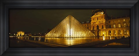 Framed Museum lit up at night, Musee Du Louvre, Paris, France Print
