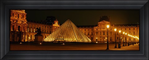 Framed Louvre Lit Up at Night, Paris, France Print