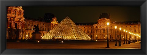 Framed Louvre Lit Up at Night, Paris, France Print