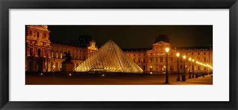 Framed Louvre Lit Up at Night, Paris, France Print