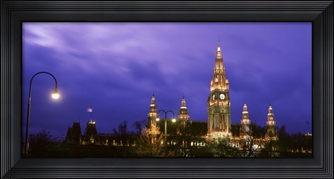 Framed Austria, Vienna, Rathaus, night Print