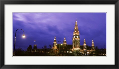 Framed Austria, Vienna, Rathaus, night Print