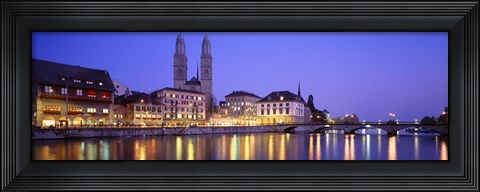 Framed Commercial District, Limmatquai, Zurich, Switzerland Print