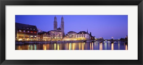 Framed Commercial District, Limmatquai, Zurich, Switzerland Print