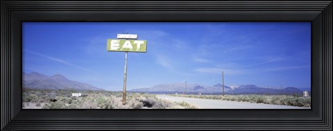 Framed Old Diner Sign, Highway 395, California, USA Print